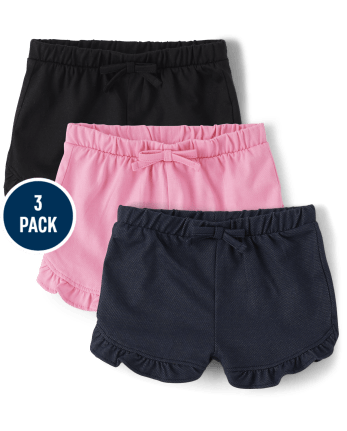 Baby Girls Knit Ruffle Shorts 3-Pack