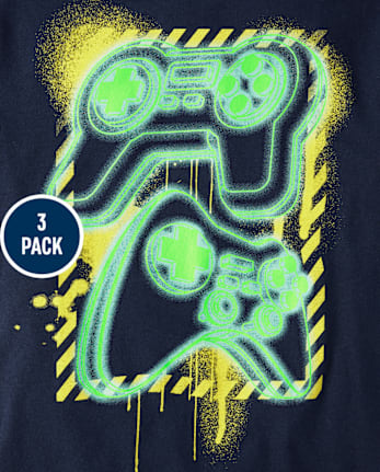 Camisetas estampadas Gaming para niño, paquete de 3