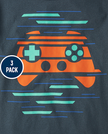 Camisetas estampadas Gaming para niño, paquete de 3