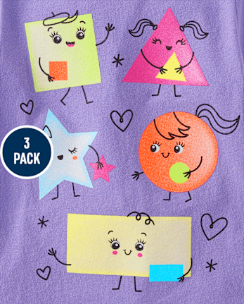 Paquete de 3 camisetas con gráfico educativo para bebés y niñas pequeñas