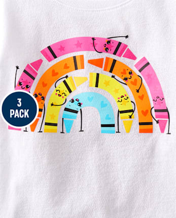Paquete de 3 camisetas con gráfico educativo para bebés y niñas pequeñas