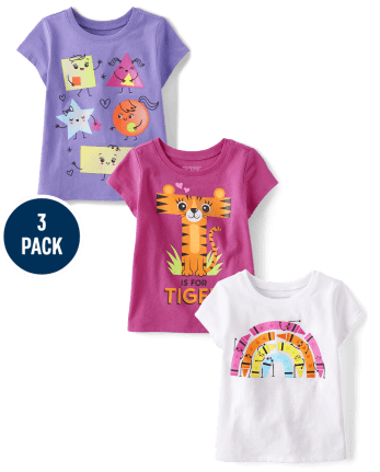 Paquete de 2 camisetas con gráfico educativo para bebés y niñas pequeñas