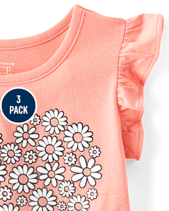 Toddler Girls Daisy Top 3-Pack