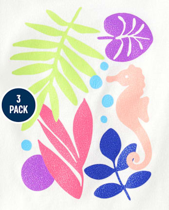 Pack de 3 tops de hojas tropicales para niñas pequeñas