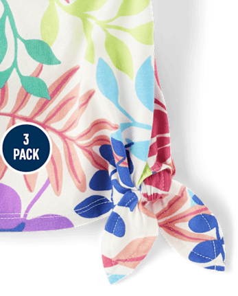 Pack de 3 tops de hojas tropicales para niñas pequeñas