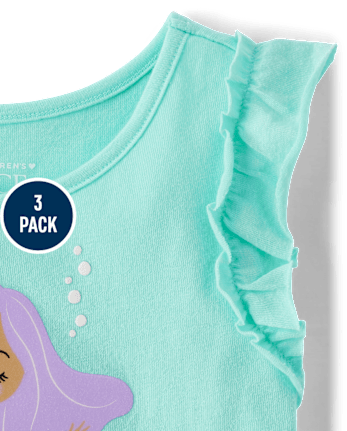 Toddler Girls Mermaid Tank Top 3-Pack