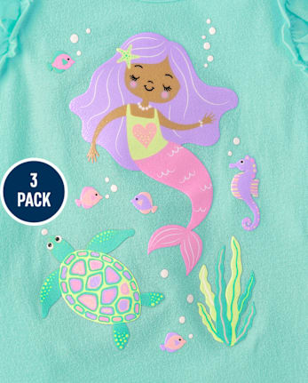 Toddler Girls Mermaid Tank Top 3-Pack