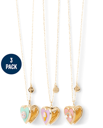 Girls Rainbow BFF Locket Necklace 3-Pack