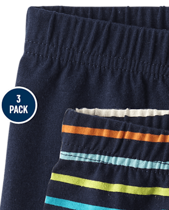 Pack de 3 pantalones cortos de rayas para bebé niño