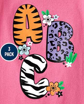 Baby And Niños pequeños Niña Alphabet Camisetas estampadas 3-Pack