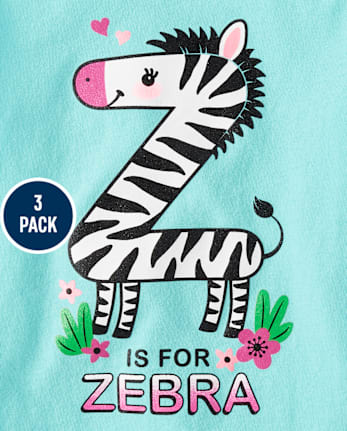 Baby And Niños pequeños Niña Alphabet Camisetas estampadas 3-Pack