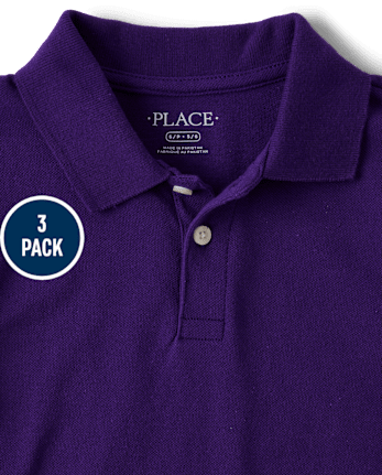 Boys Uniform Soft Pique Polo 3-Pack - REGAL VIOLET