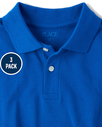 Boys Uniform Soft Pique Polo 3-Pack - RENEW BLUE