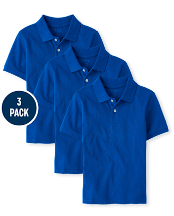 Boys Uniform Soft Pique Polo 3-Pack - RENEW BLUE