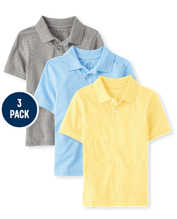 Boys Uniform Soft Pique Polo 3-Pack - MULTI CLR