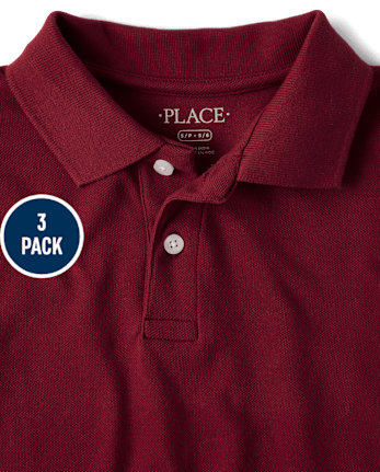 Boys Uniform Soft Pique Polo 3-Pack - MULTI CLR