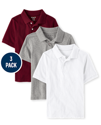 Boys Uniform Soft Pique Polo 3-Pack - MULTI CLR