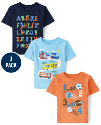 Baby And Toddler Boys Education Graphic Tee 3-Pack