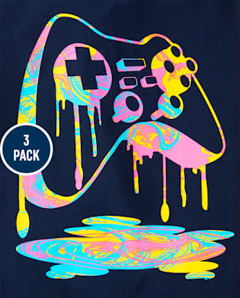 Camisetas estampadas Gamer para niño, paquete de 3