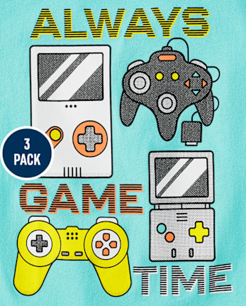 Camisetas estampadas Gamer para niño, paquete de 3