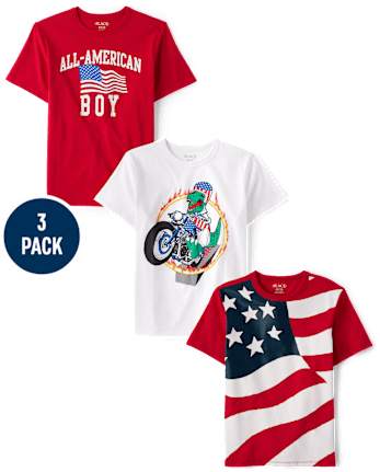 Camisetas estampadas para niño, paquete de 3