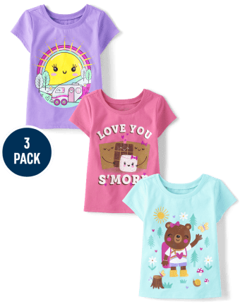 Baby And Niños pequeños Niña Sun Camisetas estampadas 3-Pack