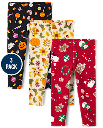 Toddler Girls Holiday Leggings 3-Pack