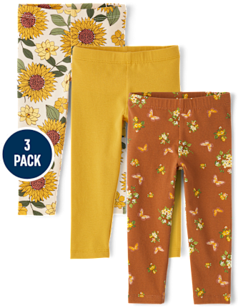 Toddler Girls Sunflower Leggings 3-Pack