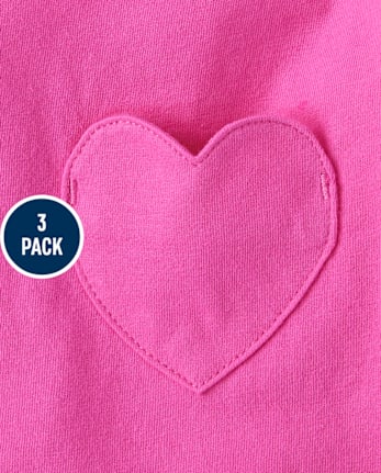 Niños pequeños Niña Rainbow Corbata Dye Heart Top 3-Pack