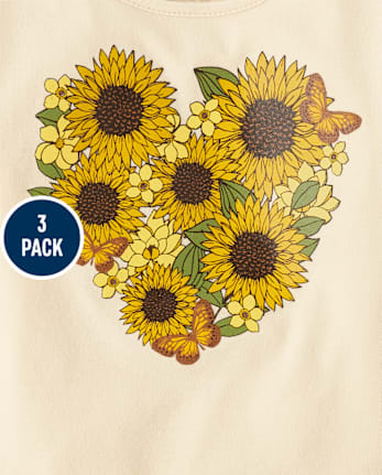 Niños pequeños Niña Girasol Top 3-Pack Top