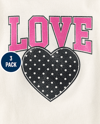 Niños pequeños Niña Love Dot Top 3-Pack