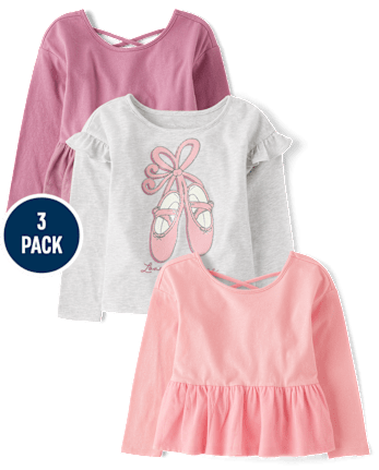 Toddler Girls Ballerina Peplum Top 3-Pack