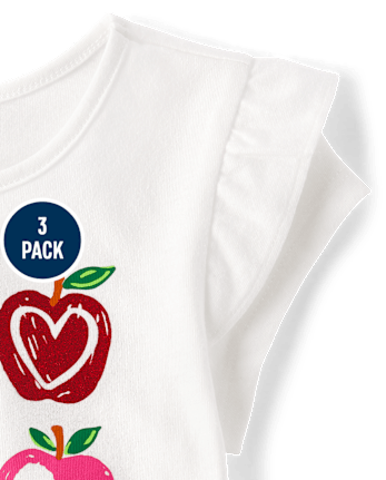 Toddler Girls Apple Top 3-Pack
