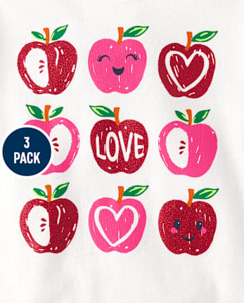 Toddler Girls Apple Top 3-Pack