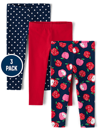 Niños pequeños Niña Apple Leggings 3-Pack