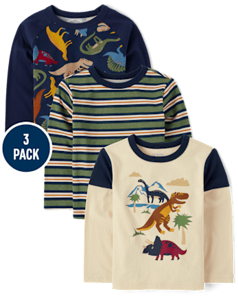 Baby And Toddler Boys Dino Top 3-Pack