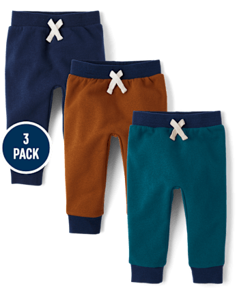 Baby And Toddler Boys Fleece Jogger Pants 3-Pack