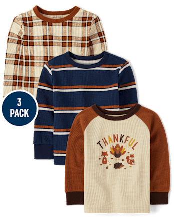 Baby And Niños pequeños Boys Thankful Top 3-Pack