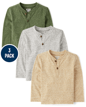 Baby And Niños pequeños Boys Henley Top 3-Pack