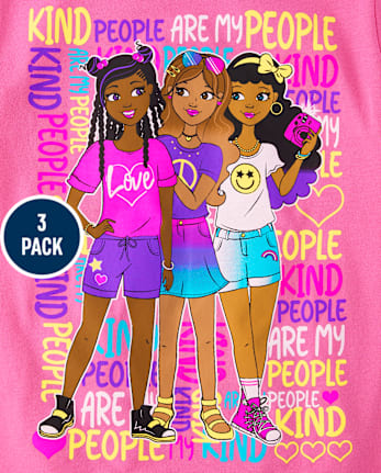 Girls Peace Graphic Tee 3-Pack - MULTI CLR
