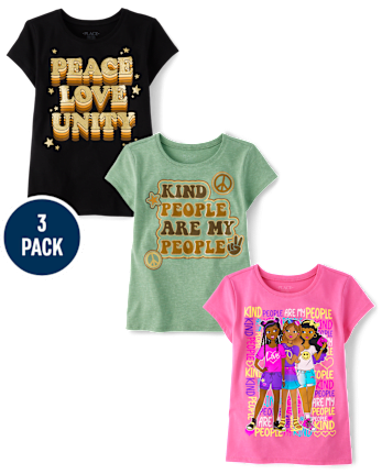 Girls Peace Graphic Tee 3-Pack - MULTI CLR