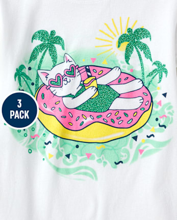 Girls Summer Graphic Tee 3-Pack - MULTI CLR