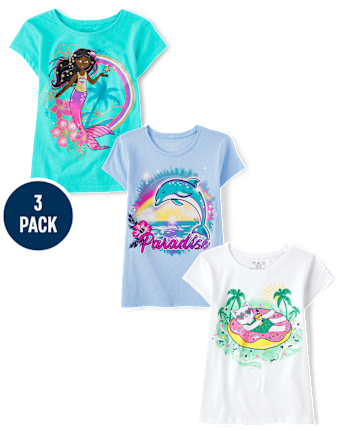 Girls Summer Graphic Tee 3-Pack - MULTI CLR