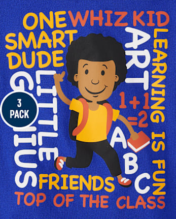 Baby And Toddler Boys School Graphic Tee 3-Pack - MULTI CLR