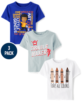 Baby And Toddler Boys School Graphic Tee 3-Pack - MULTI CLR