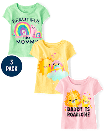 Baby And Toddler Girls Family Graphic Tee 3-Pack - MULTI CLR
