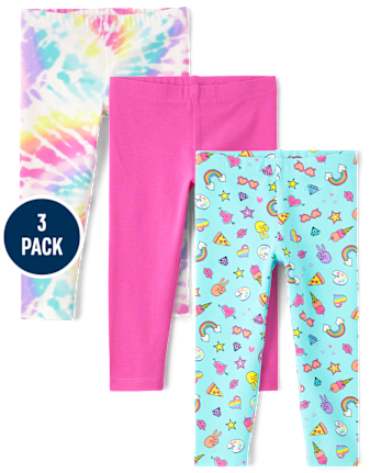 Niños pequeños Niña Rainbow Corbata Dye Leggings 3-Pack