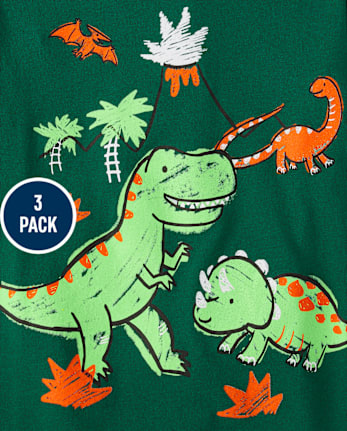 Baby And Toddler Boys Dino Humor Graphic Tee 3-Pack - MULTI CLR