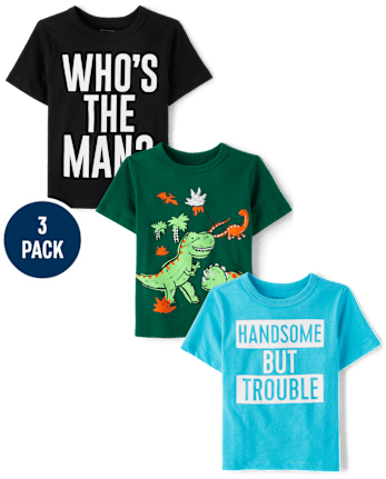 Baby And Toddler Boys Dino Humor Graphic Tee 3-Pack - MULTI CLR