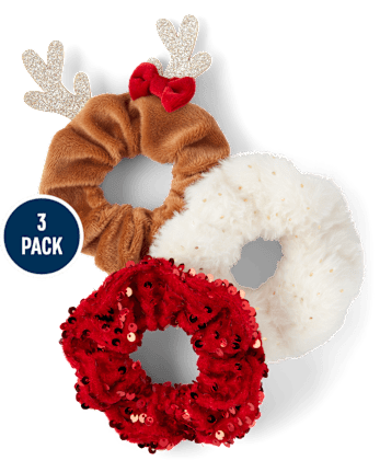 Girls Reindeer Scrunchie 3-Pack